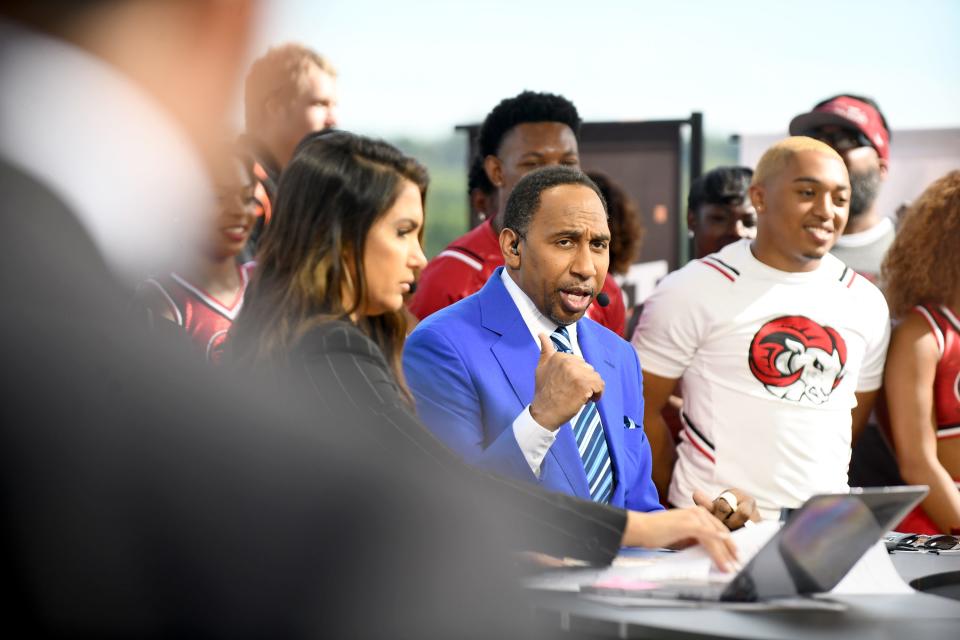 ESPN's 'First Take'  broadcasts live from Tom Benson Hall of Fame Stadium with hosts Molly Qerim and Stephen A. Smith, Friday, Sept. 2, 2022. The show was in town as part of the Black College Football Hall of Fame Classic
