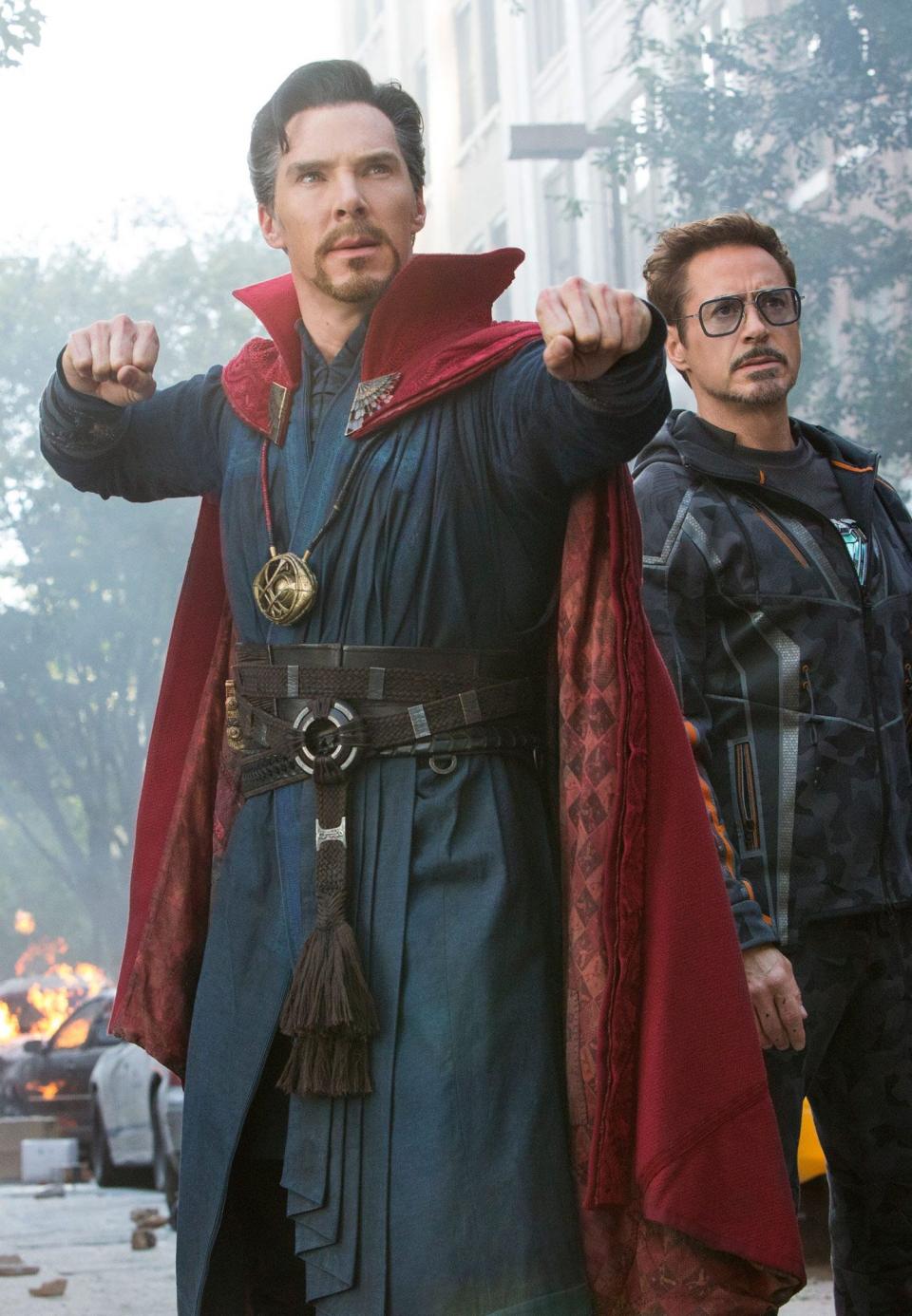 Cumberbatch as Doctor Strange, alongside Robert Downey Jr, in Avengers: Infinity WarDisney/Marvel