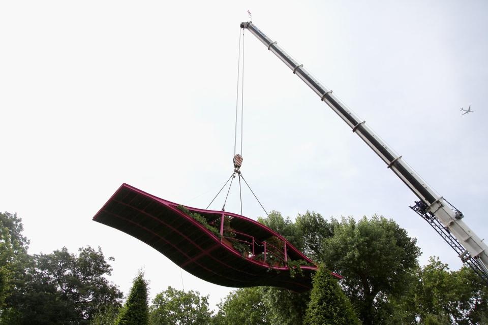 <p>One of the more unusual designs, this garden in the sky took the shape of a large pink pod containing what was essentially a traditional garden. It was a success for Diarmuid in 2011, who won a gold medal.</p>