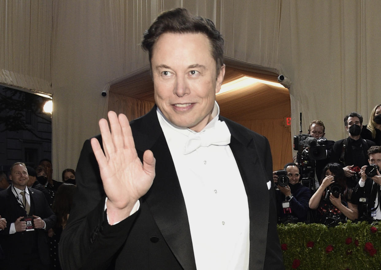 FILE - Elon Musk attends The Metropolitan Museum of Art's Costume Institute benefit gala celebrating the opening of the 