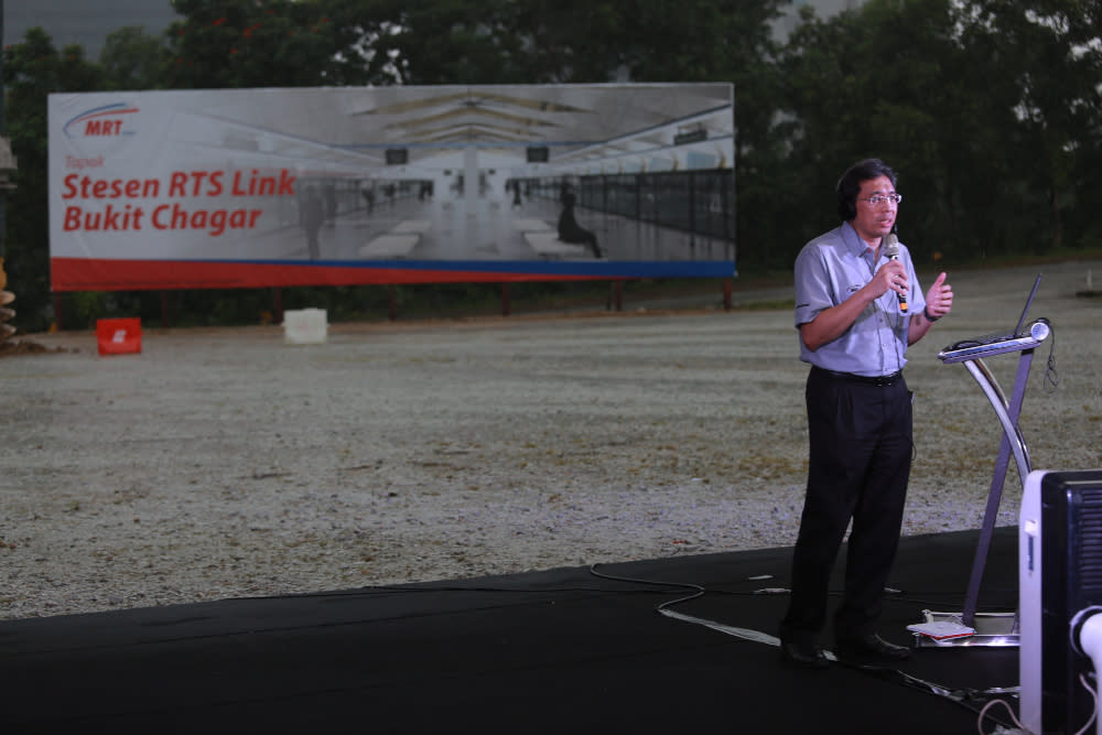 MRT Corp CEO Datuk Mohd Zarif Hashim speaks during the ground-breaking ceremony for the proposed Bukit Chagar Customs, Immigration and Quarantine (CIQ) Complex in Johor Baru November 22, 2020. — Picture courtesy of MRT Corp