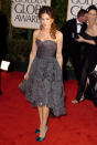 <p>Undoubtedly the most-watched-fashionista of the early naughts, Sarah Jessica Parker stunned when she opted for this strapless gray Chanel Haute Couture dress. The look shot her straight to icon status, as did the golden statuette she took home that evening for Best Actress in a TV Series, Musical or Comedy. Carrie would have been proud.<br></p><p><i><i>(Photo: Getty Images) </i></i></p>