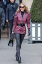 <p>In a head-to-toe leather look by Nicholas Kirkwood during Paris Couture Week. </p>