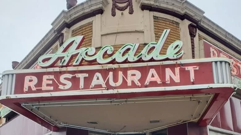 neon sign at Arcade Restaurant