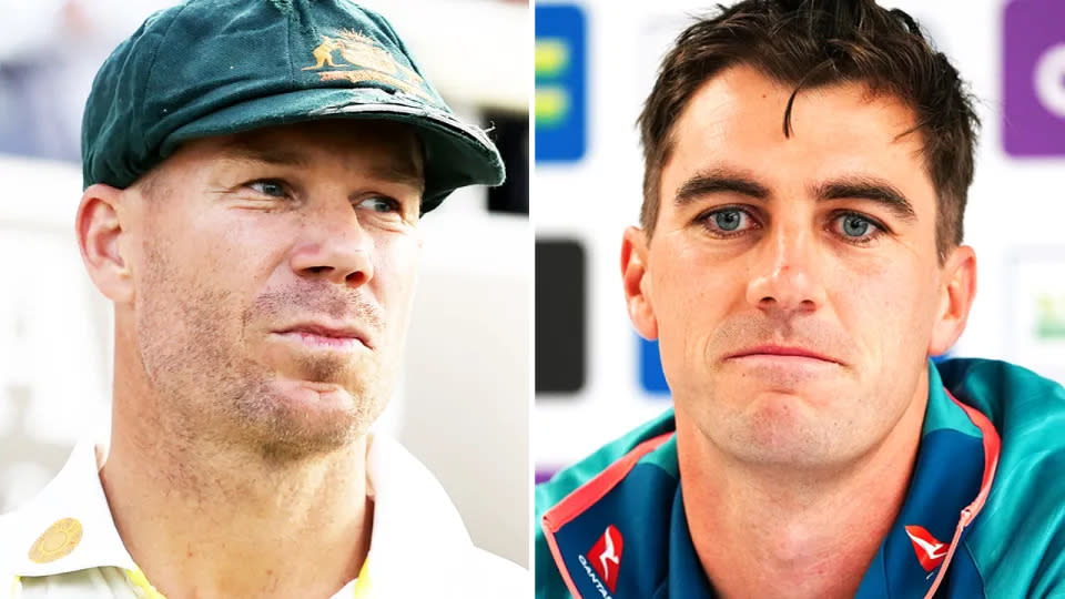 On the right is Australia captain Pat Cummins and David Warner is seen on the left.