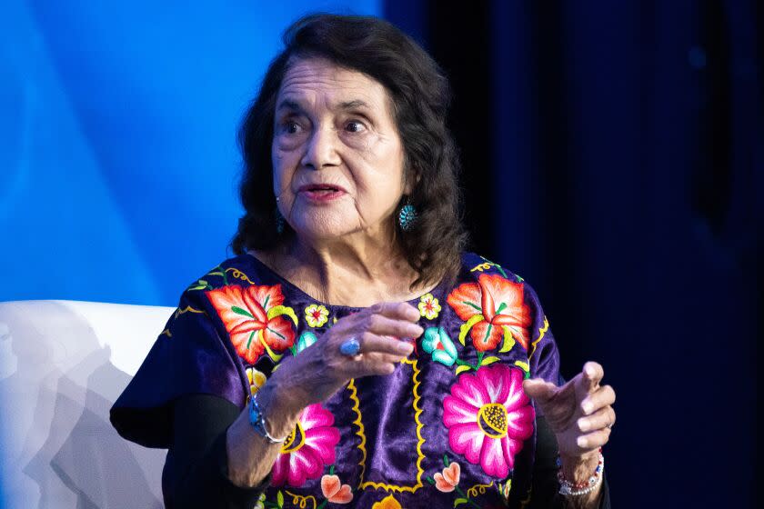 Dolores Huerta speaks at the Clinton Global Initiative, Tuesday, Sept. 20, 2022, in New York. (AP Photo/Julia Nikhinson)