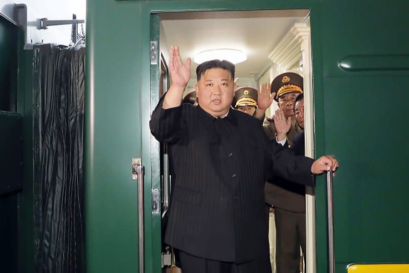 North Korean leader Kim Jong Un departed on an armored train from Pyongyang on Sunday afternoon to visit Russia for a summit with President Vladimir Putin, North Korean state-run media reported Tuesday. Photo by KCNA/UPI