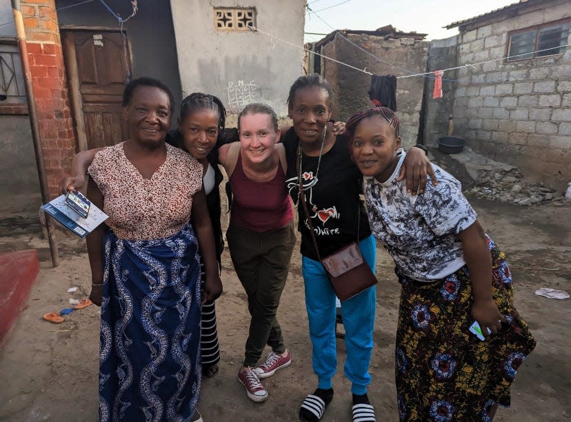 FSU grad student Elena Brandt (middle), founder and CEO of the research firm Besample, spent two weeks in Zambia to find participants for her own research as well as for Besample in May 2023.