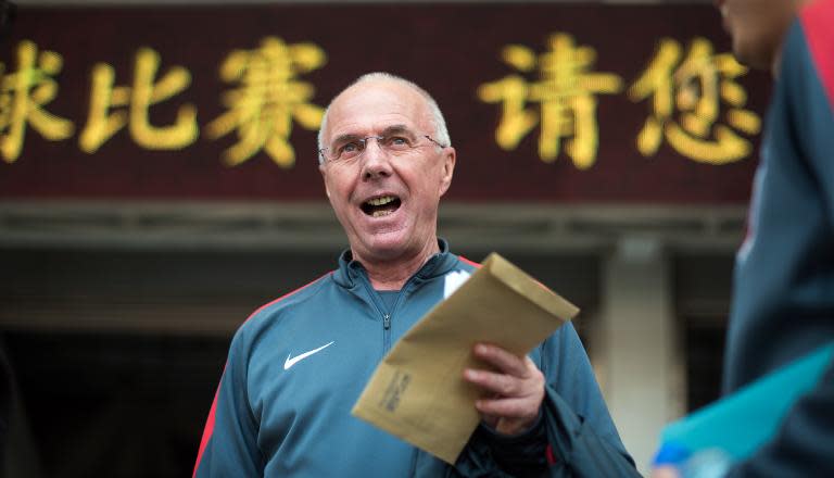 Former England manager Sven-Goran Eriksson at a training session with his Chinese Super League team Shanghai SIPG on April 18, 2015