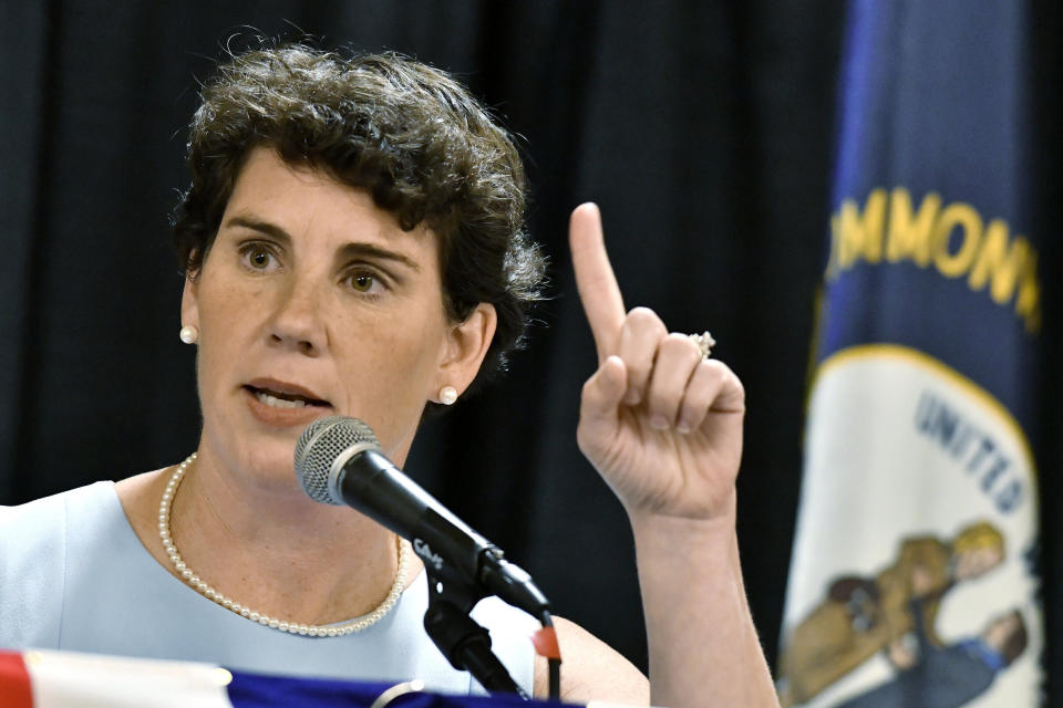 Amy McGrath, who is seeking the Democratic nomination to run against McConnell, blasted his suggestion that states should be allowed to go bankrupt, saying it threatened public worker pensions. (Photo: ASSOCIATED PRESS)