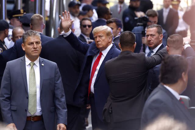 Kena Betancur/Getty Donald Trump arrives at the Manhattan Criminal Court in 2023 after being indicted over an alleged hush money scheme involving Stormy Daniels