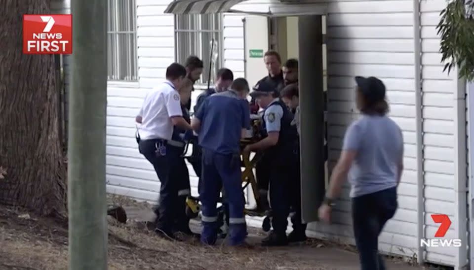 Paramedics attend the scene. Source: 7 News