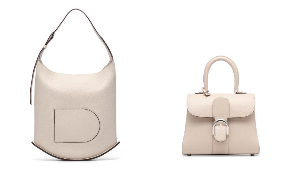 Pin Hobo GM芝麻杏，NT$128,900；Brillant PM芝麻杏，NT$253,800圖片來源：DELVAUX