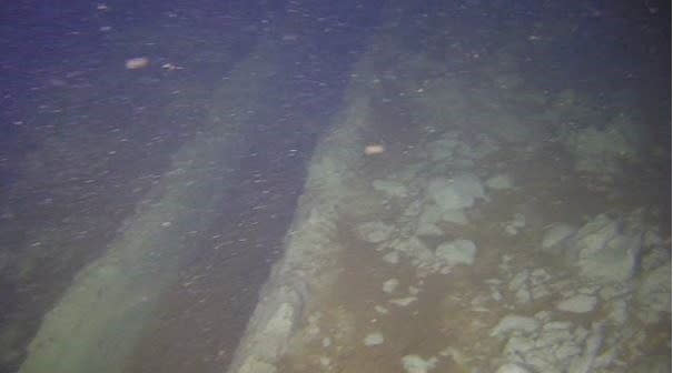 Narrow dragging marks leading east from the damaged point of the Balticconnector gas pipeline in the Baltic Sea