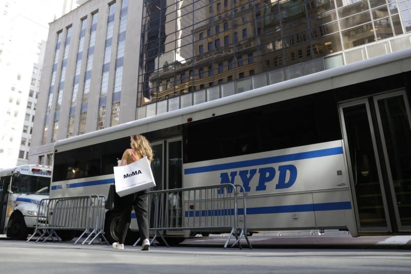 The New York National Guard will be on standby near Times Square with members trained to identify chemical, biological, and explosive materials, Gov. Kathy Hocul said Friday. File Photo by John Angelillo/UPI