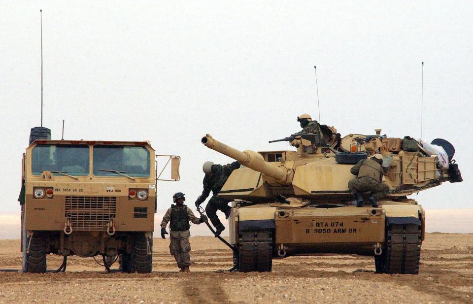 M1A1 Abrams tank refueling Kuwait Iraq