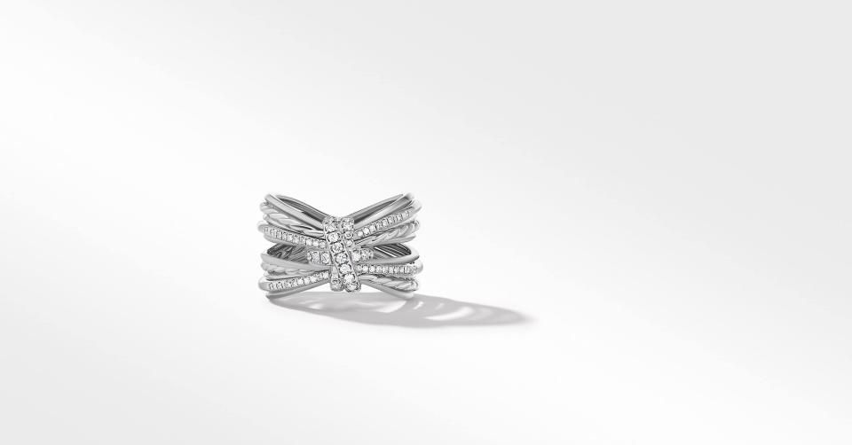 Angelika Four Point Ring with Pavé Diamonds