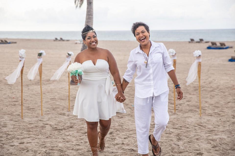 Businesswoman Evita Thomas, left, and chef Wendy Tilkaran were married in Singer Island in May 2019.