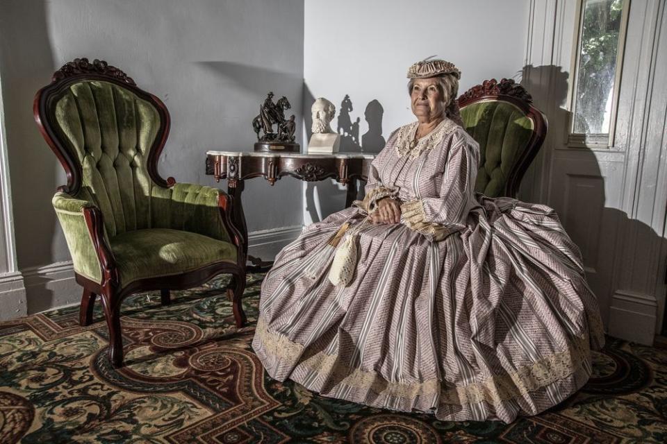 A reenactor at the Elm Springs house, which serves as the Sons of Confederate Veterans General Headquarters, in Columbia, Tenn.