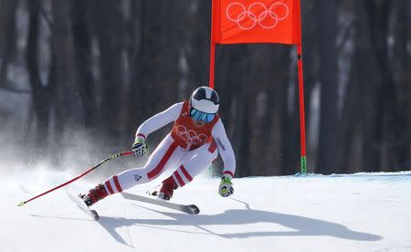 Alpine Skiing - Pyeongchang 2018 Winter Olympics - Women’s Downhill Training - Jeongseon Alpine Centre - Pyeongchang, South Korea - February 19, 2018 - Stephanie Venier of Austria trains. REUTERS/Stefano Rellandini