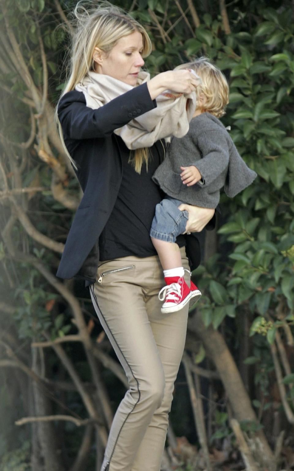 Gwnyeth Paltrow with her son, Moses - Credit: REX Features