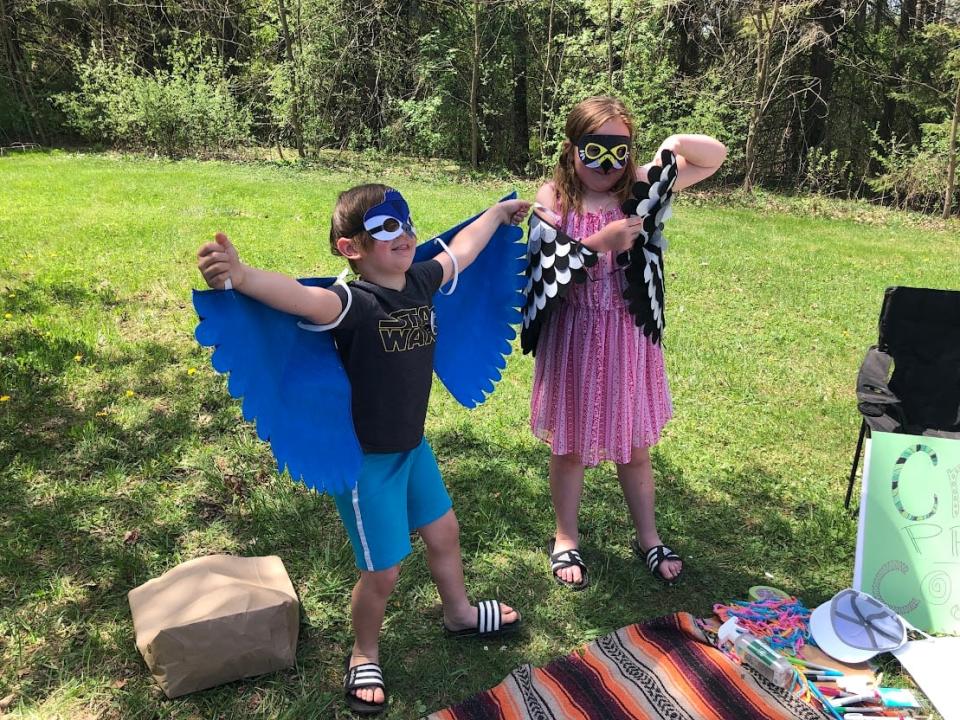 Two children dress up as birds at a previous Guelph Bird Day event.