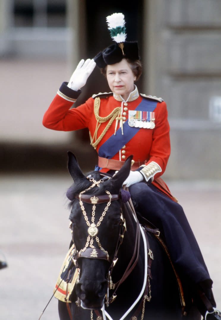 The Queen during the famous Trooping the Colour in 1981 (Rex)