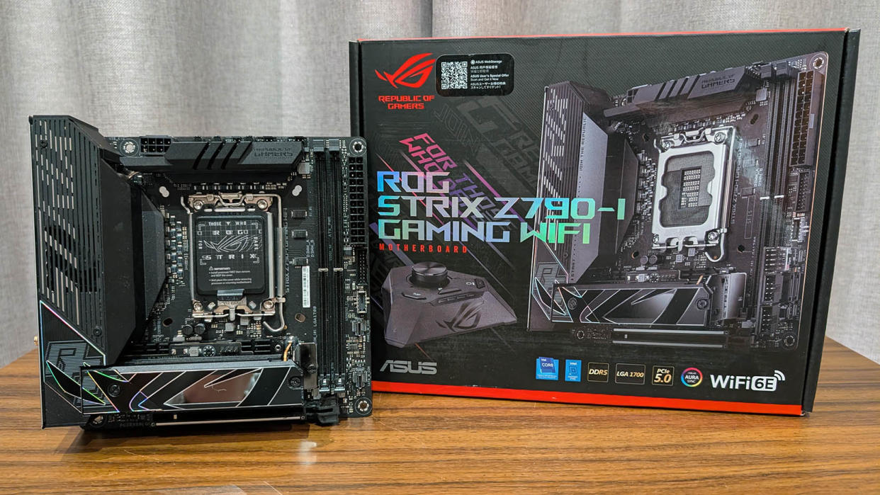  Asus ROG Strix Z790-I Gaming WiFi motherboard and box. 