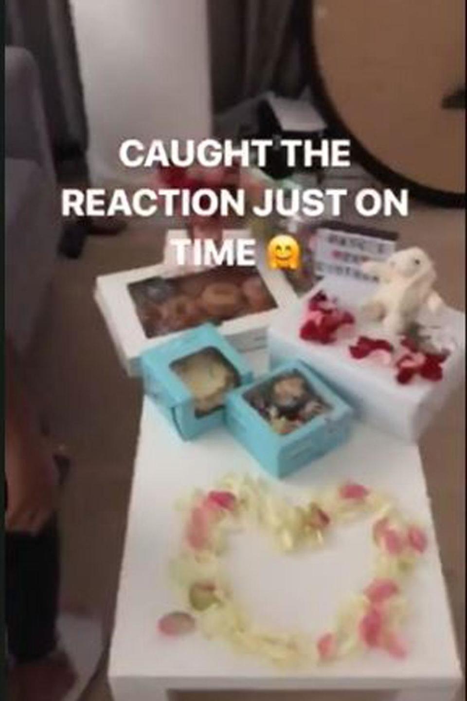 Gifts: Stormzy showed off the moment girlfriend Maya Jama saw her birthday treats (Instagram / Stormzy)