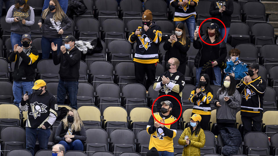 Not everyone at Pittsburgh's first game with fans allowed was adhering to COVID-19 safety measures. (Photo by Jeanine Leech/Icon Sportswire via Getty Images)