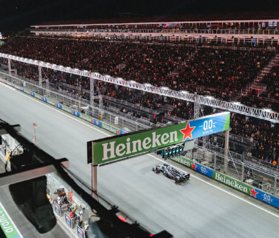 The inaugural Las Vegas F1 Grand Prix ended after a total of 50 laps with average speeds over 140 mph. Only 16 cars crossed the finish line behind winner Max Verstappen.<p>Heineken</p>