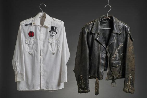 White shirt and leather jacket worn by The Clash, on display at the Museum of London (The Clash)
