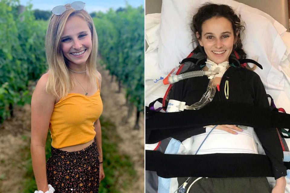 <p>Audrey Koltun</p> Rebecca Koltun before and after her spinal cord injury.