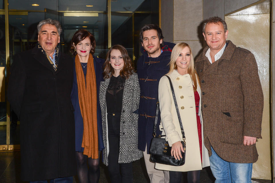 NEW YORK, NY - DECEMBER 12: (L to R) Actors Jim Carter, Elizabeth McGovern, Sophie McShera, Rob James-Collier, Joanne Froggatt and Hugh Bonneville pose for photos at the "Today Show" taping at the NBC Rockefeller Center Studios on December 12, 2012 in New York City. (Photo by Ray Tamarra/Getty Images)