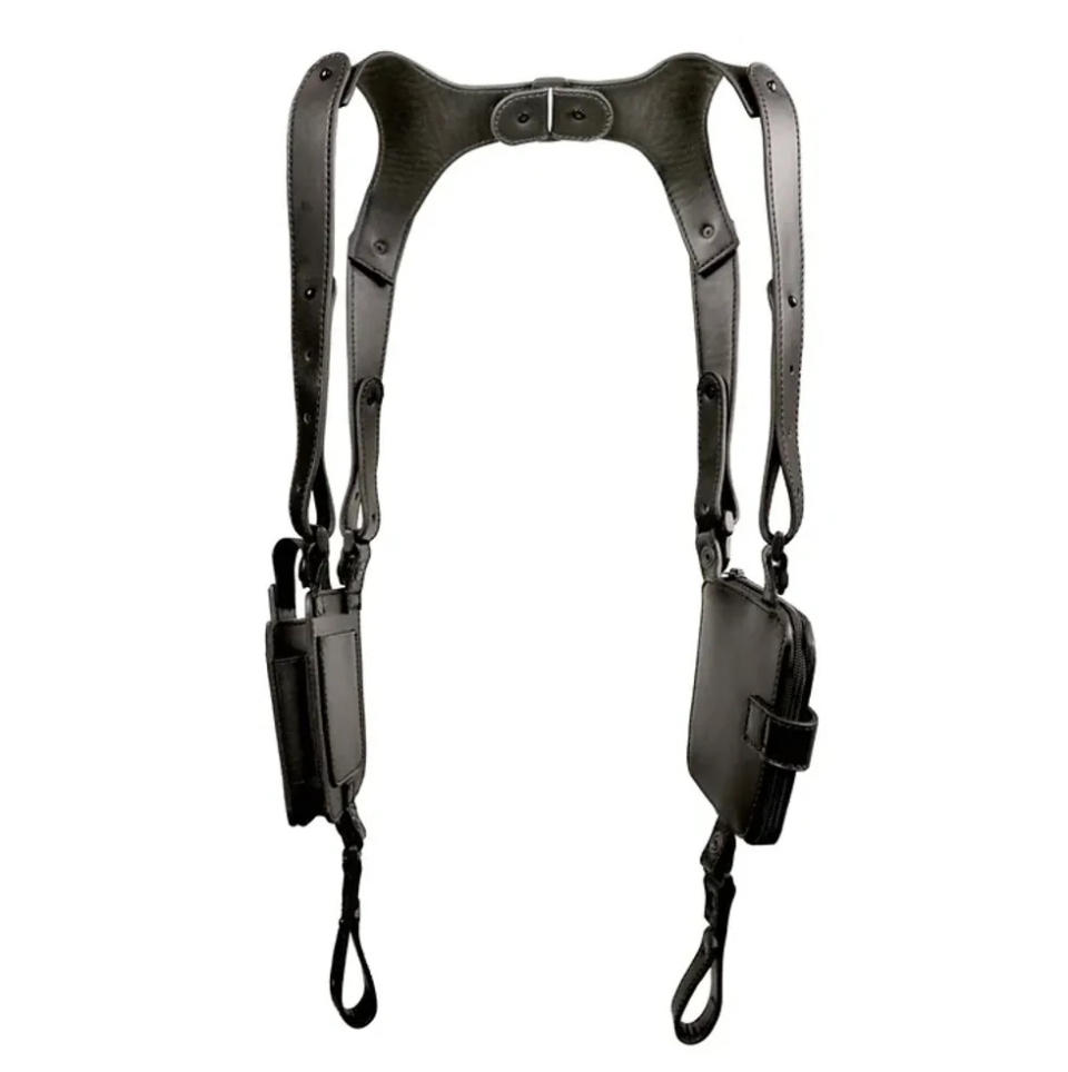 WOODY NEW YORK - ADJUSTABLE ITALIAN LEATHER SUSPENDER HARNESS WITH POCKETS