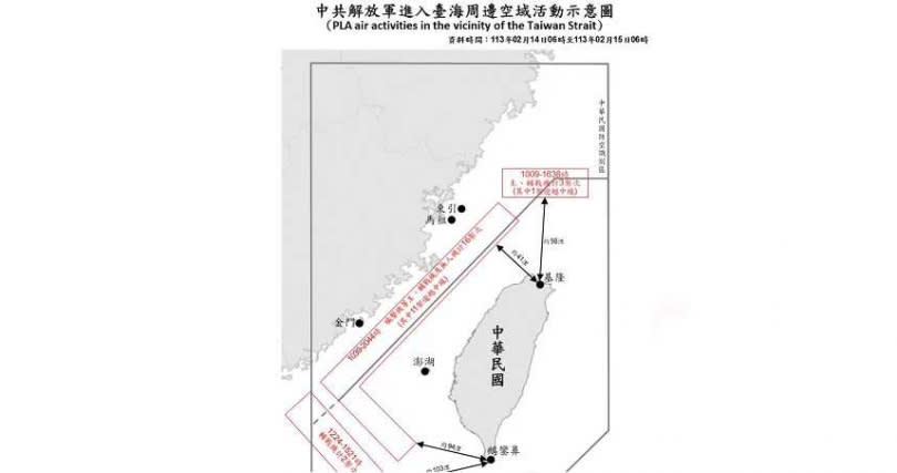 共機活動示意圖。（圖／國防部提供）