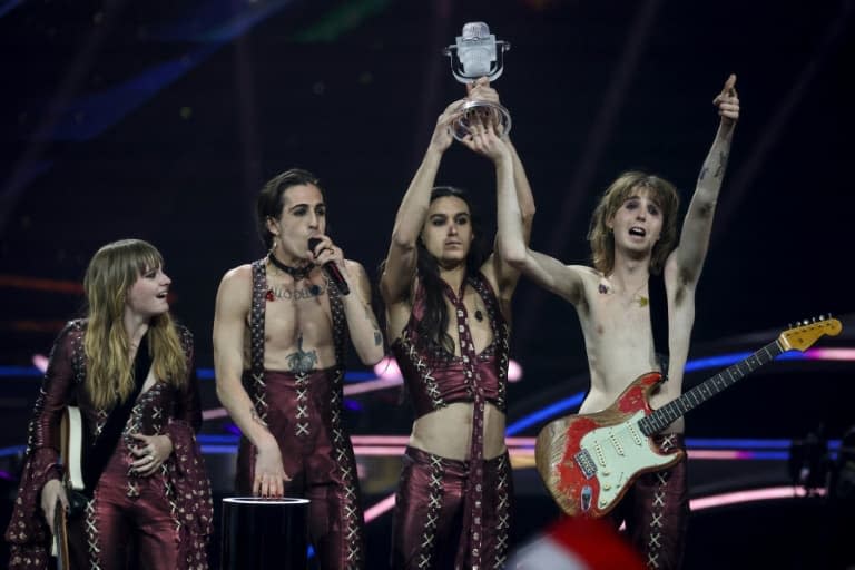 Le groupe italien Maneskin a remporté l'Eurovision à Rotterdam, le 22 mai 2021 aux Pays-Bas - Kenzo Tribouillard © 2019 AFP