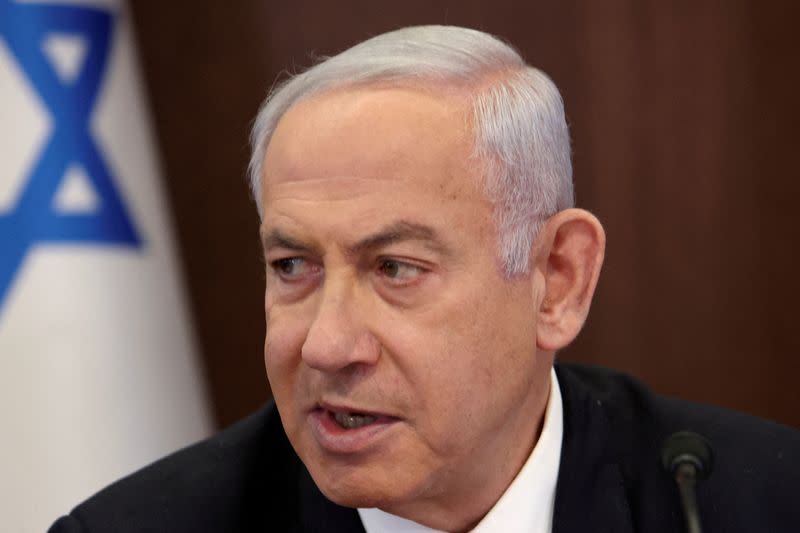 FILE PHOTO: Israeli Prime Minister Benjamin Netanyahu chairs weekly cabinet meeting