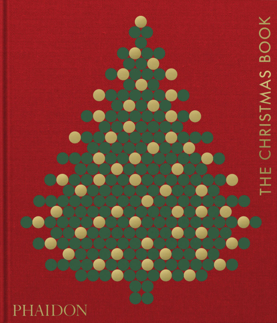 This cover image releasedby Phaidon shows “The Christmas Book,” by Phaidon editors, with essays by David Trigg, Sam Bilton and Dolph Gotelli. (Phaidon via AP)