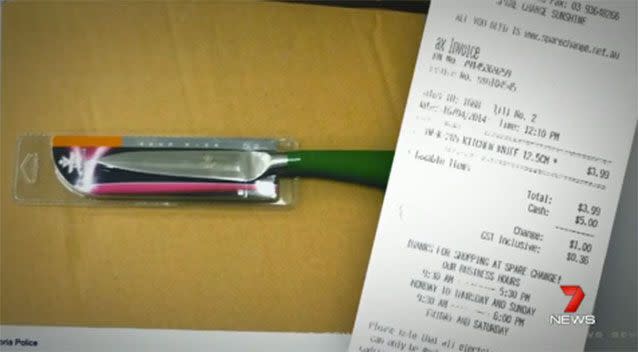 McDermott purchased this $4 knife minutes before using it to stab the mother of his children. Picture: 7 News