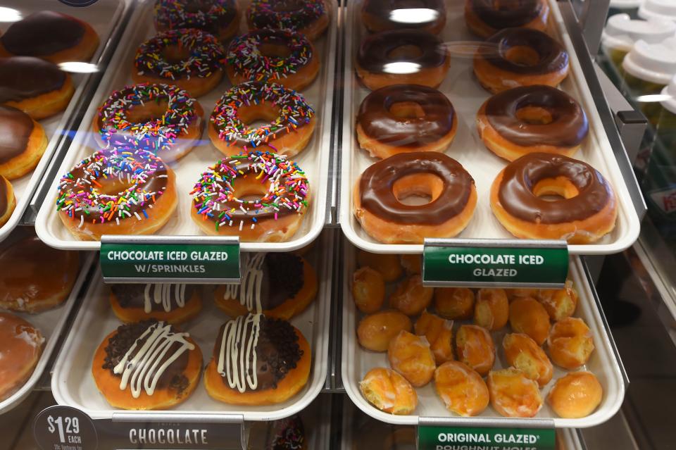 An assortment of Krispy Kreme doughnuts in Decatur, Ala.