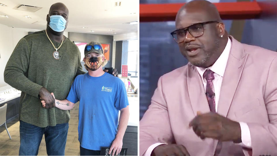 NBA legend Shaquille O'Neal has been praised after kindly paying off a man's engagement ring in a random encounter earlier this week. Pictures: Instagram/NBA on TNT