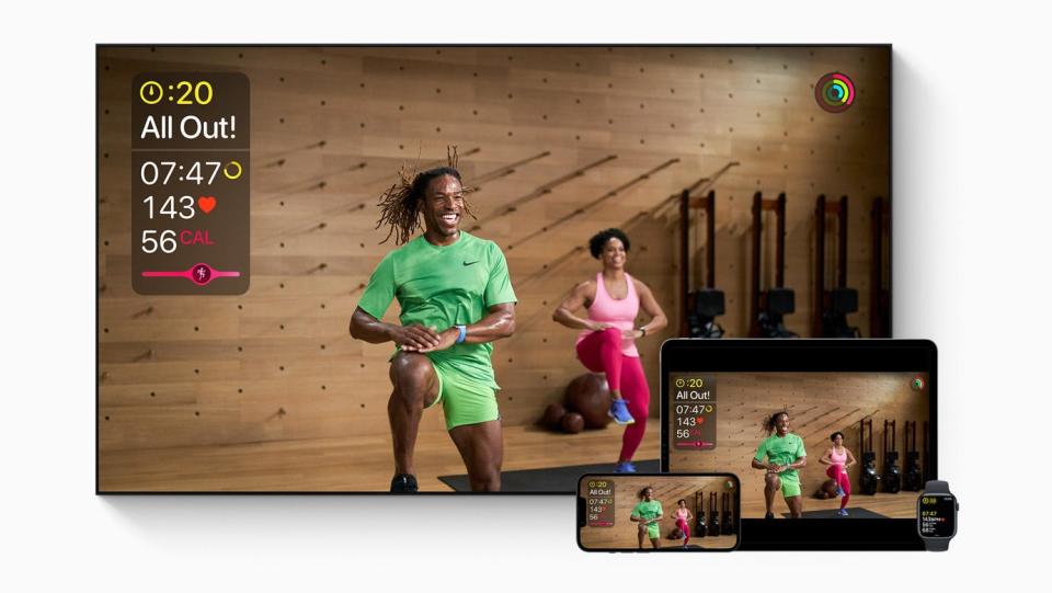 man and woman working out as part of Apple's Fitness+ service