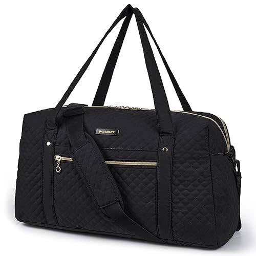 Travel Duffle Bag, BAGSMART 31L Quilted Weekender Overnight Bag for Women with Laptop Compartment, Large Carry On Airport Bag with Wet Pocket & Shoe Bag for Business Trips, Sports(Black) (AMAZON)