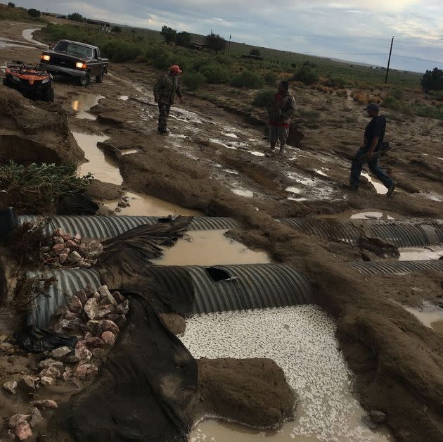 The road to the To’Hajiilee Community School is constantly battered by flash floods because the school was built in a flood plain. (Photo: To’Hajiilee Community School)