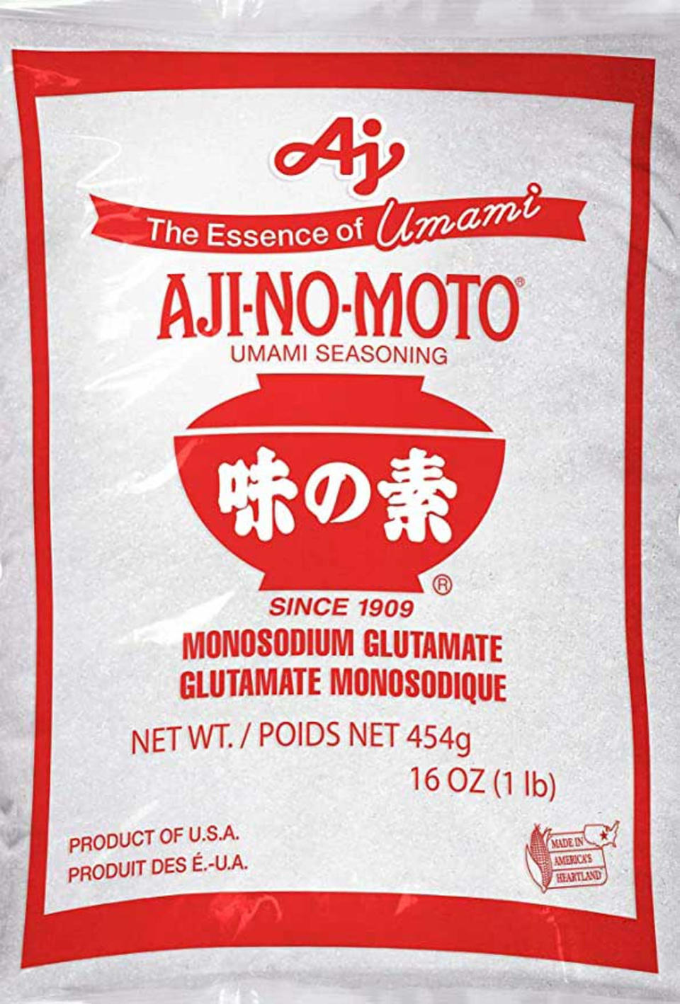 Ajinomoto has been the name of Ajinomoto's original monosodium glutamate (MSG) product since 1909.
 (Courtesy of Amazon)