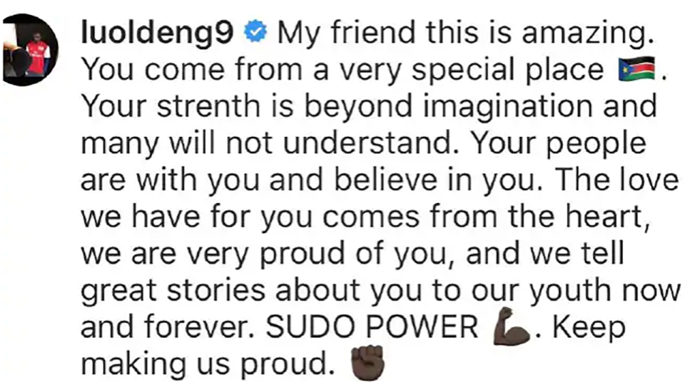 Deng’s message. Image: Instagram