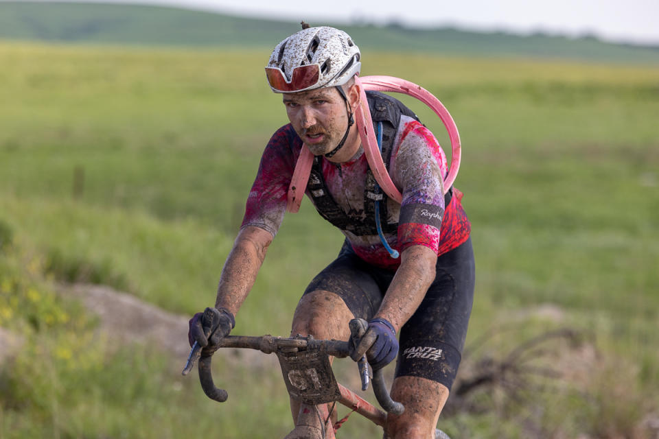 Tobin Ortenblad carries a Tannus Armour Tubeless around his shoulders