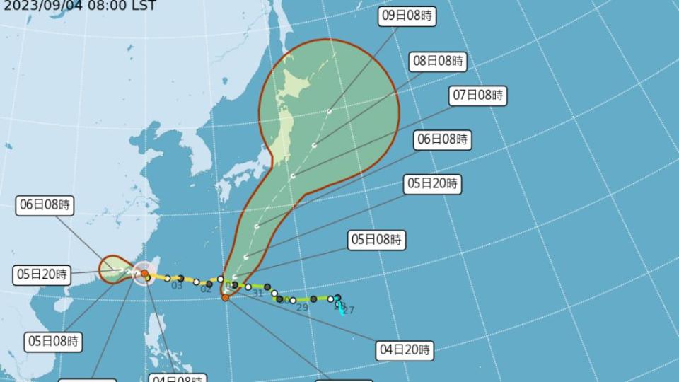 上午8時又有一個熱帶性低氣壓TD14生成。（圖／氣象局）