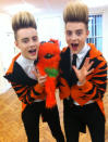 Celebrity photos: Jedward were so excited to meet Mr omg! they dressed in orange.